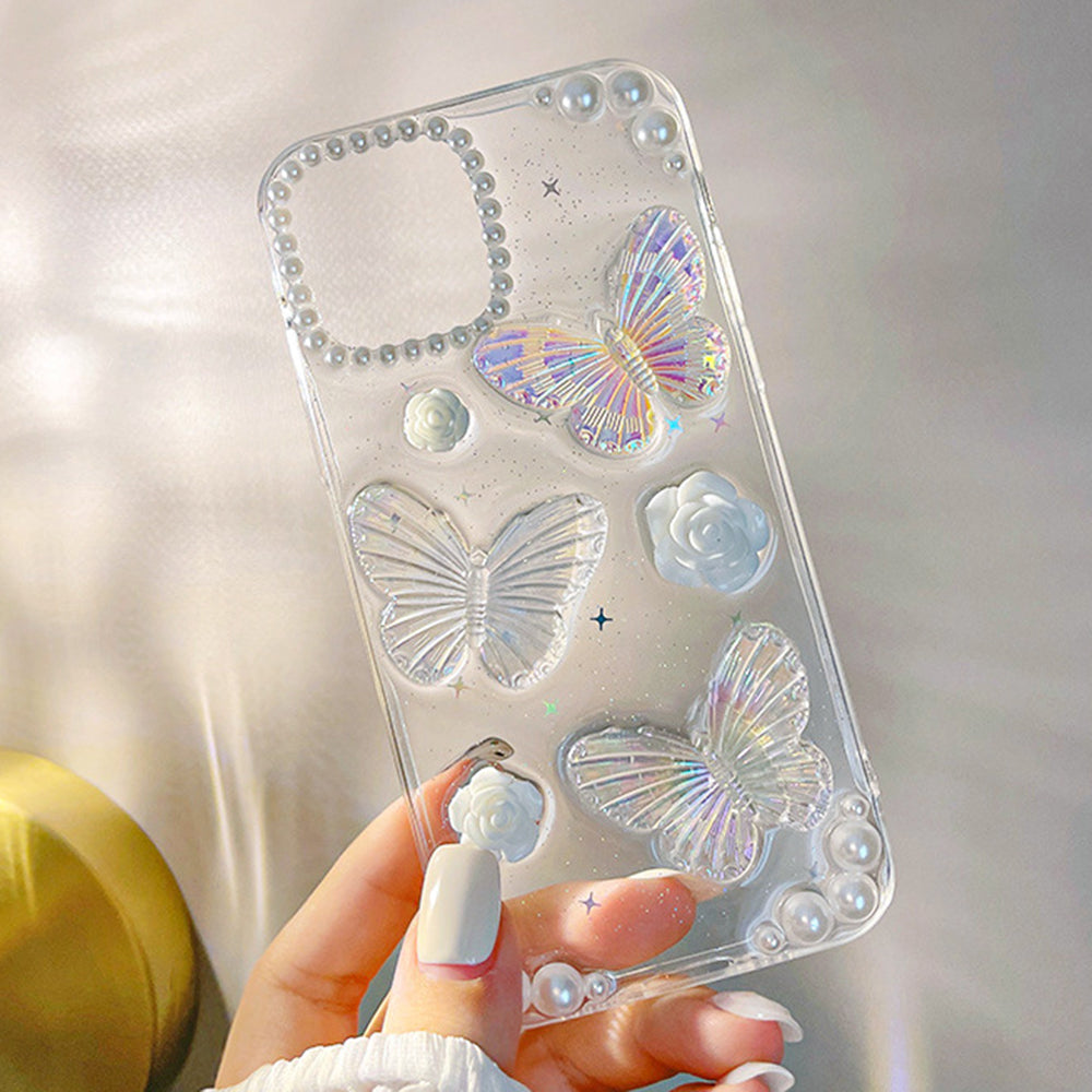 Protective Phone Cover for iPhone 12 mini 3D Butterfly Flower Decor TPU Phone Back Case Protective Phone Cover for iPhone 12 mini 3D Butterfly Flower Decor TPU Phone Back Case